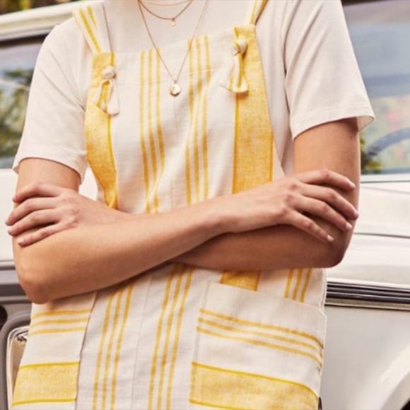 NEW Mango | Two Tone Yellow Linen Overall Dress - Picture 2 of 12